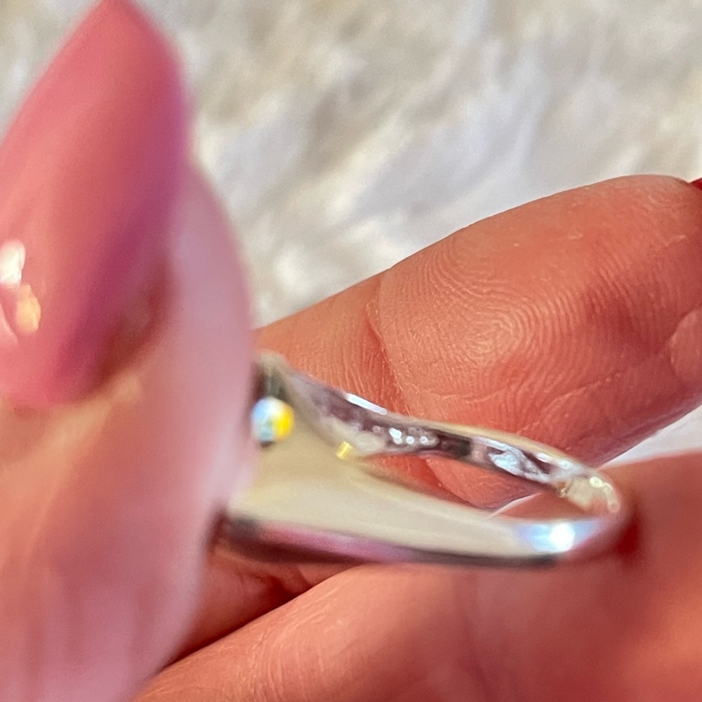 Unique bypass amber ring, sterling silver, size 8 - Picture 8 of 13